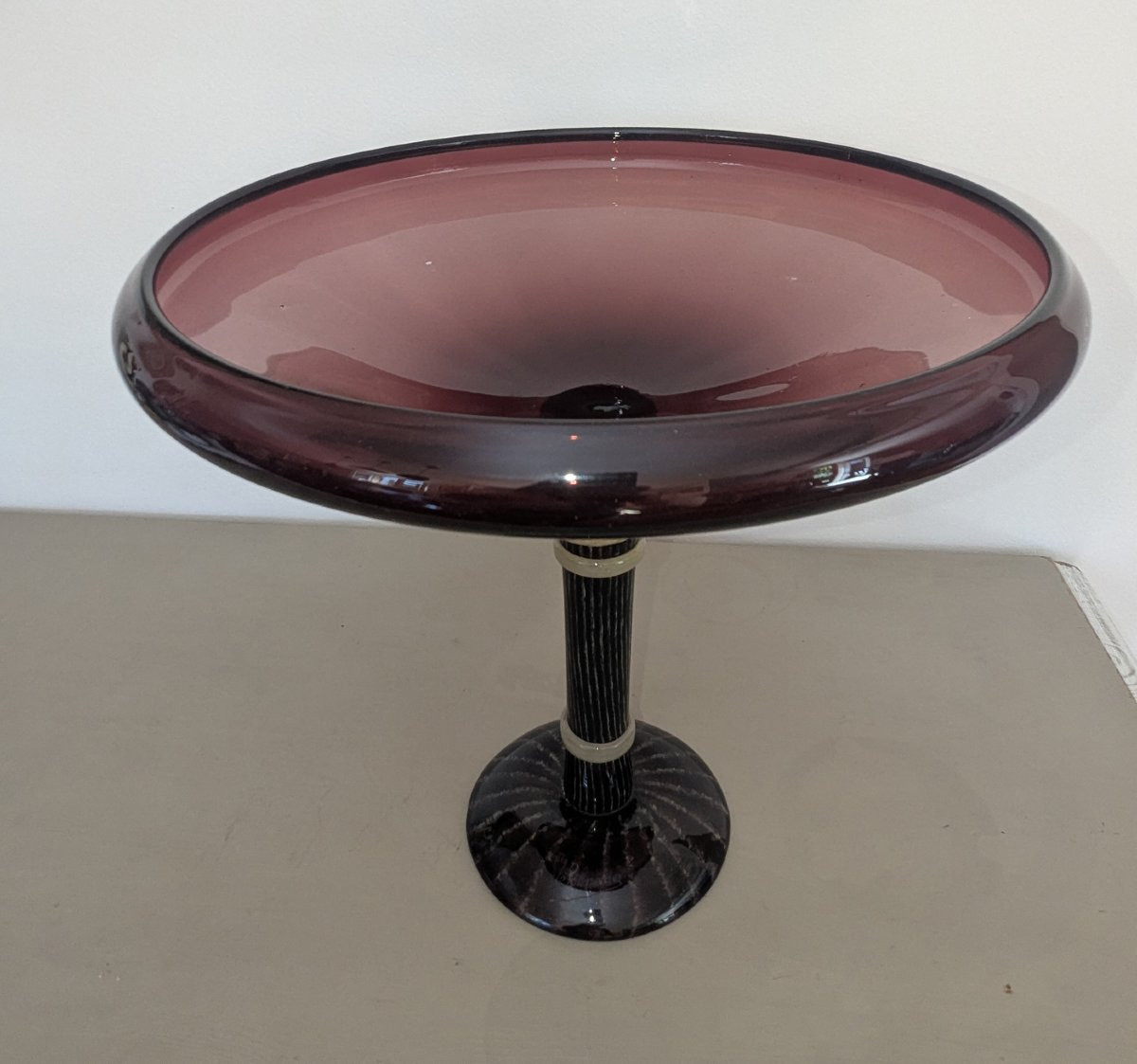 Charles SCHNEIDER . Grande vasque sur piédouche filigrané Art Déco-photo-3