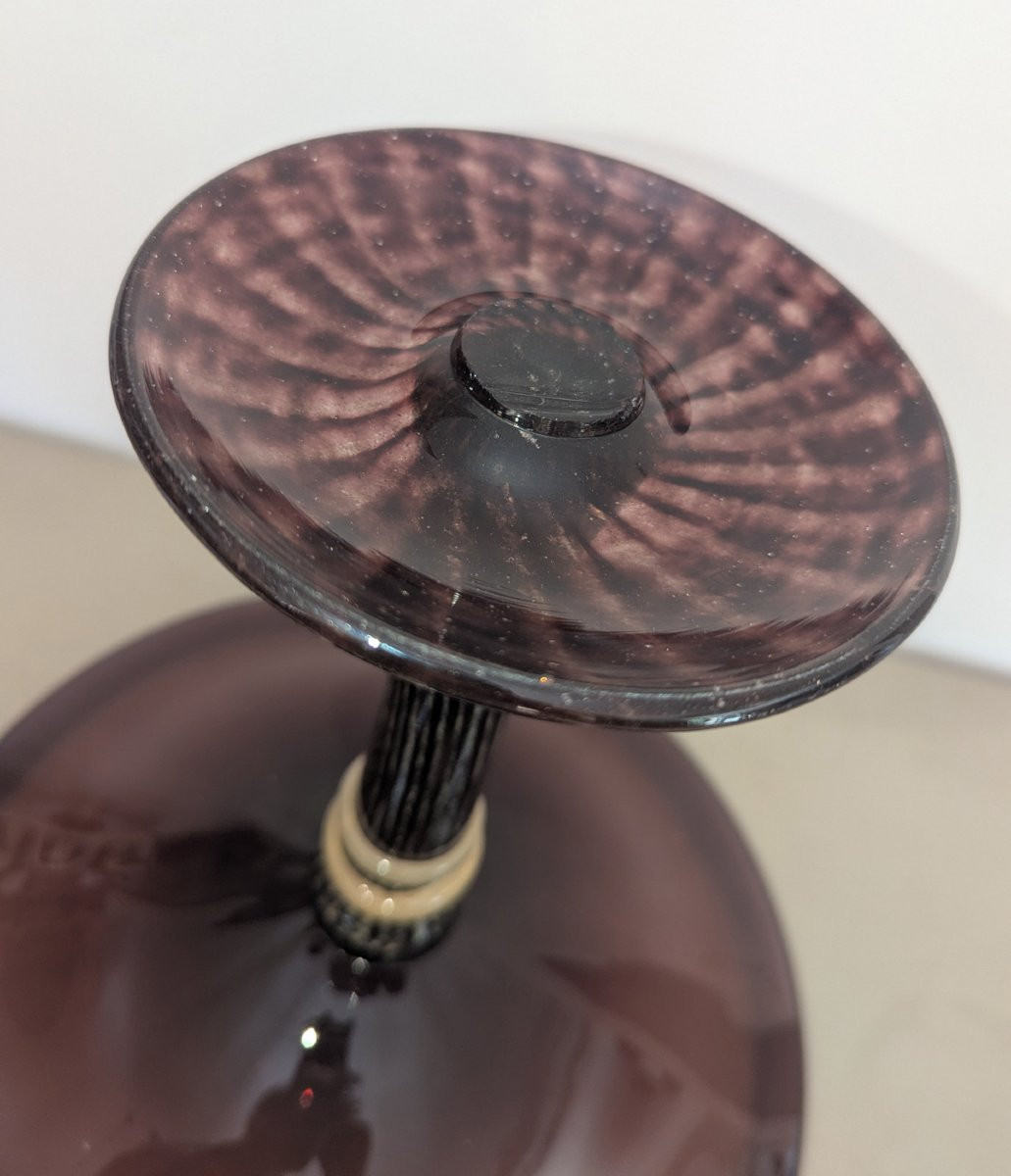 Charles SCHNEIDER . Grande vasque sur piédouche filigrané Art Déco-photo-2