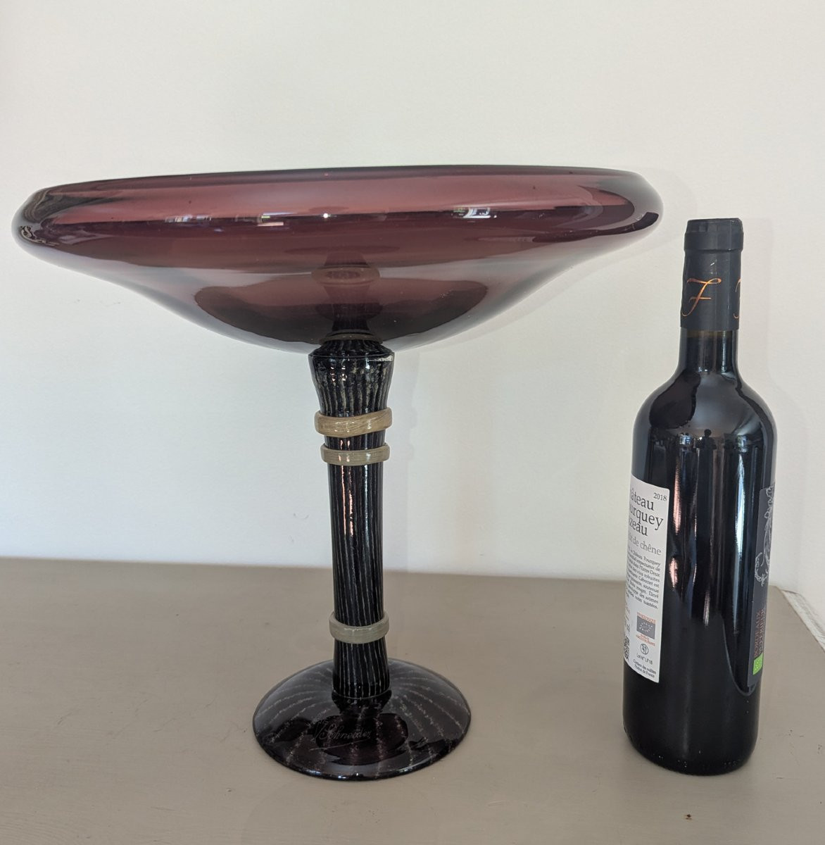 Charles SCHNEIDER . Grande vasque sur piédouche filigrané Art Déco-photo-4