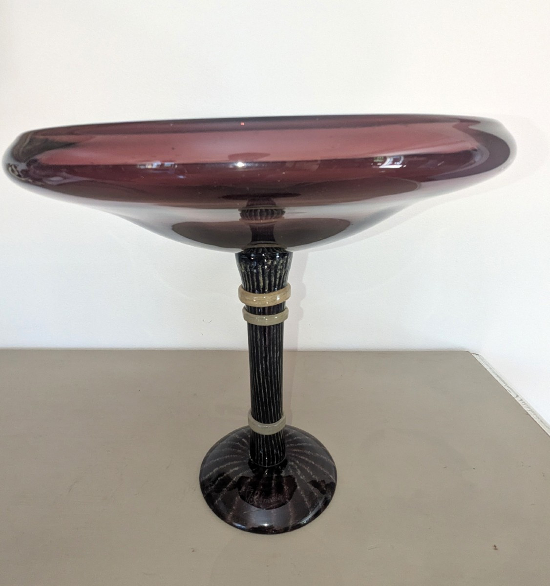Charles SCHNEIDER . Grande vasque sur piédouche filigrané Art Déco