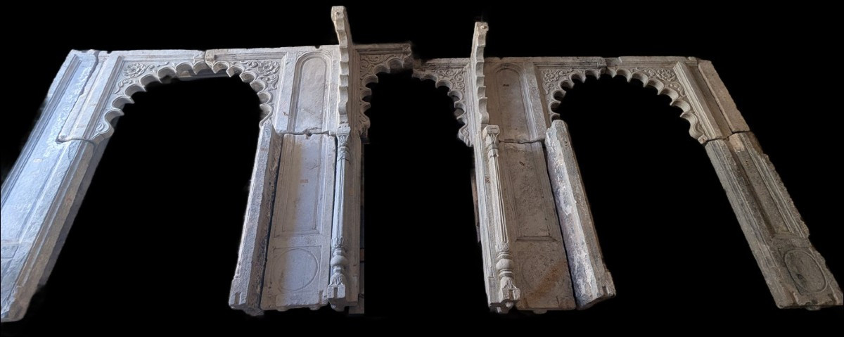 Marble And Granite Ensemble From The Facade Of A Haveli In Rajasthan