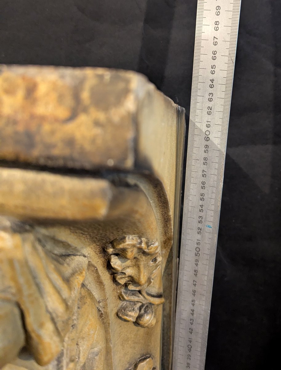 Emile Muller (1823-1889) Grande Console d'applique en grès aux personnages médiévaux-photo-2