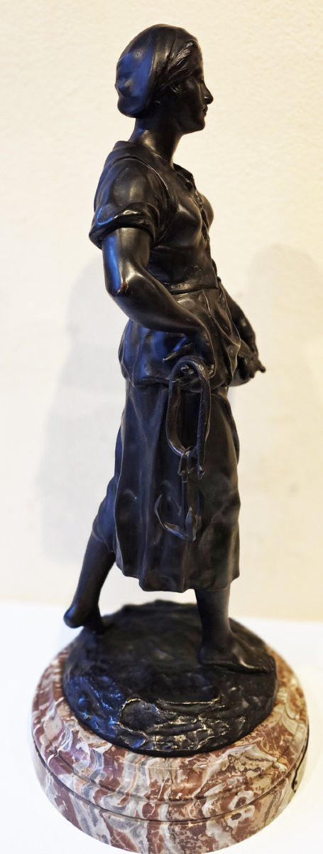 El Picault (1833-1915) Bronze "the Fishmonger"-photo-3