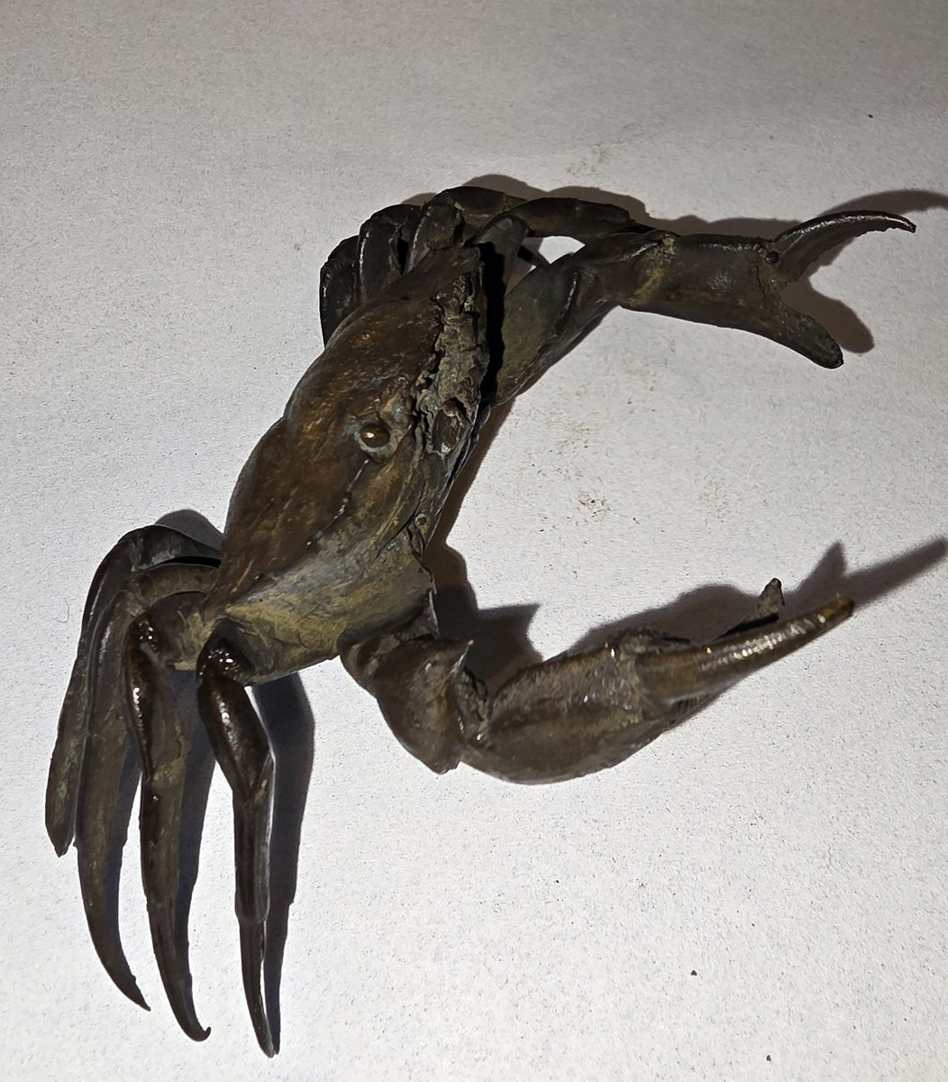 Crabe en bronze (19e Japon ?)-photo-3