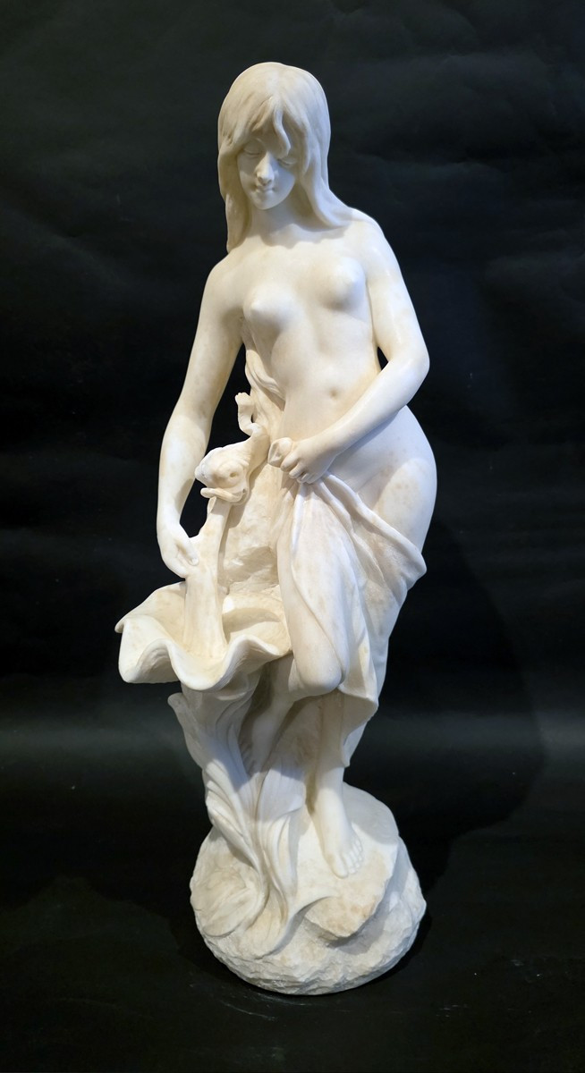 Statue Marbre Signé Campagne (1851-1914)