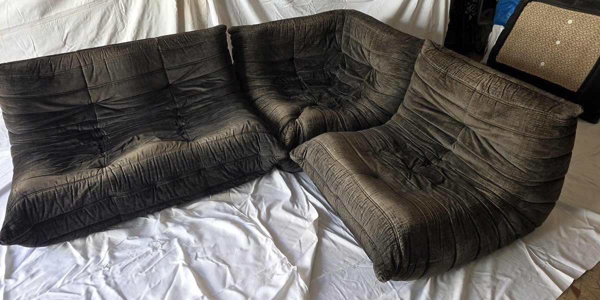 Ensemble canapé et fauteuils par Michel Ducaroy pour Ligne Roset (années 70)-photo-2