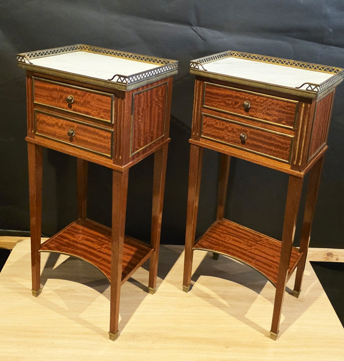 Pair Of Mahogany Bedside Tables In The Directoire/louis XVI Transition Style-photo-2