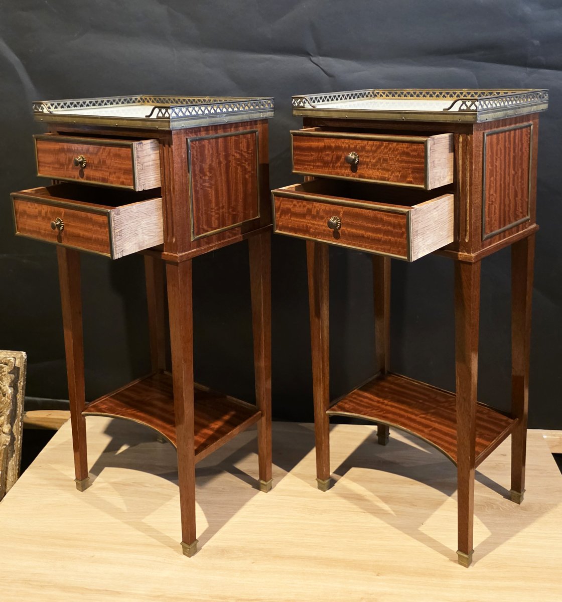 Pair Of Mahogany Bedside Tables In The Directoire/louis XVI Transition Style-photo-1