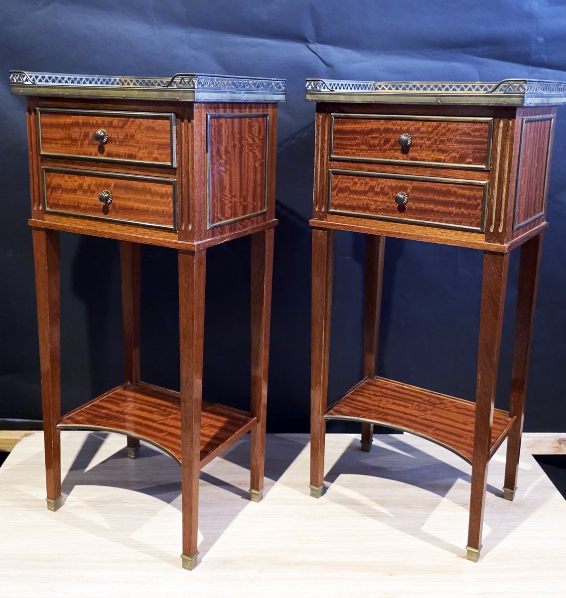 Pair Of Mahogany Bedside Tables In The Directoire/louis XVI Transition Style-photo-2