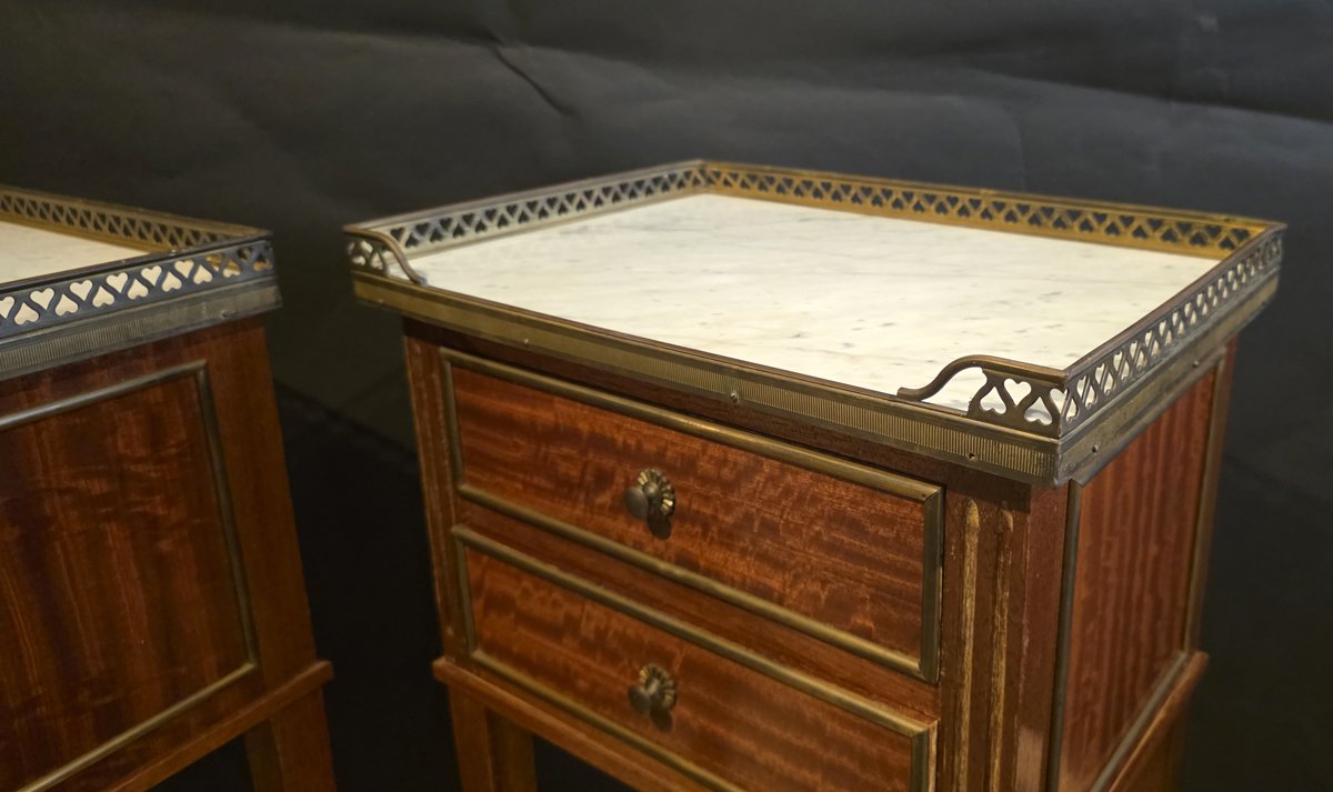 Pair Of Mahogany Bedside Tables In The Directoire/louis XVI Transition Style-photo-3
