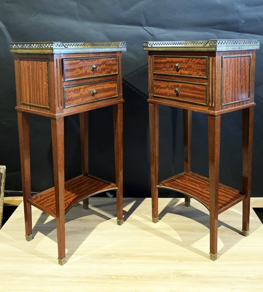 Pair Of Mahogany Bedside Tables In The Directoire/louis XVI Transition Style-photo-4