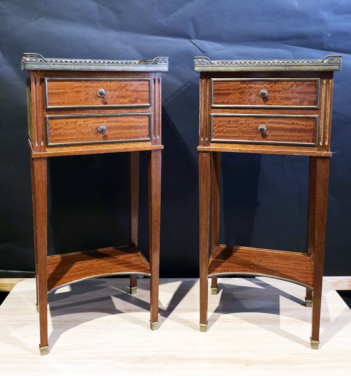 Pair Of Mahogany Bedside Tables In The Directoire/louis XVI Transition Style