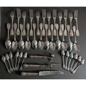 12 Cutlery And 12 Small Spoons Sterling Silver Minerva (1kg910) Filet Model