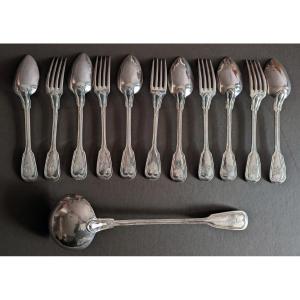 6 Cutlery Sets And A Ladle In Armored Sterling Silver (1kg020)