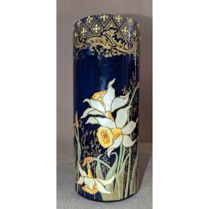 François Théodore Legras : Vase émaillé Décor De Lonquilles