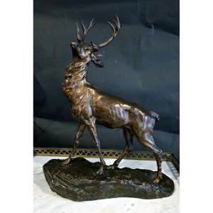Sculpture en bronze par Thomas Cartier "Cerf élaphe "