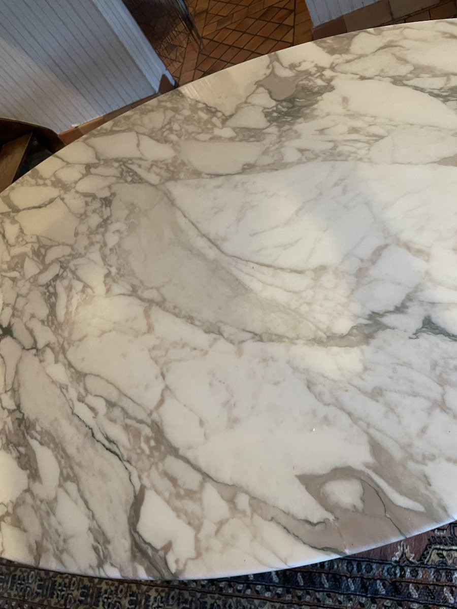 Large Table For Knoll 1970s - Marble And Chrome Steel -photo-8