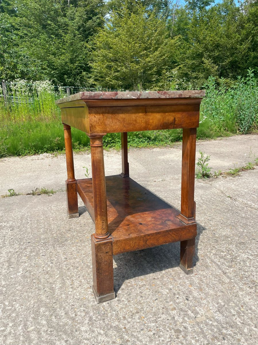 Empire Console Table For Living Room/hallway/bedroom... In Walnut & Marble -photo-5