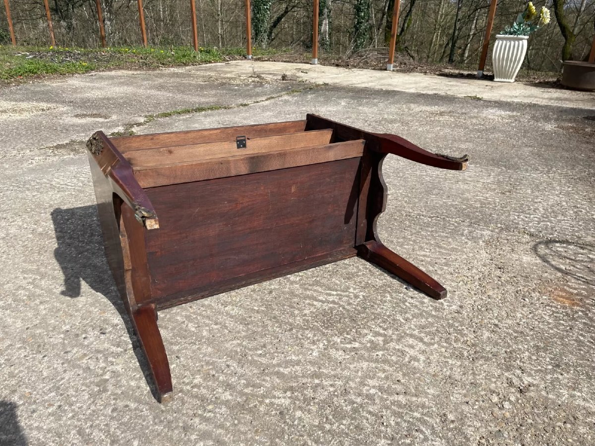 Louis XV-xvi Style Chest Of Drawers In Walnut And Marble To Be Restored-photo-4