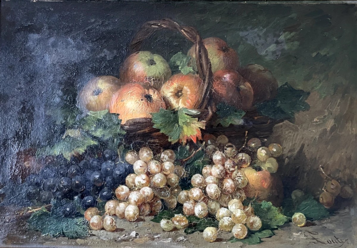 Tableau Huile Sur Toile De J . Fouty 19ème-20ème Siècle Signée-photo-2