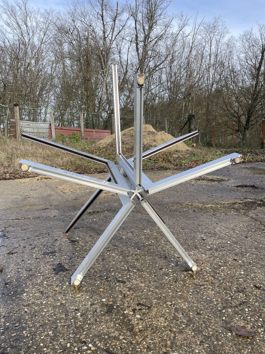 Grande Table En Verre Et Alu Ligne Roset Ou Dans Le Goût En Très Bon état-photo-5