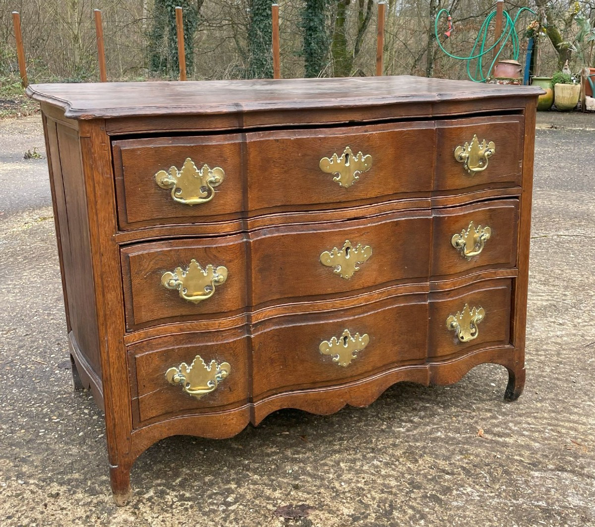 Louis XV Chest Of Drawers In Period Oak And In Fair Condition With Few Restorations -photo-2