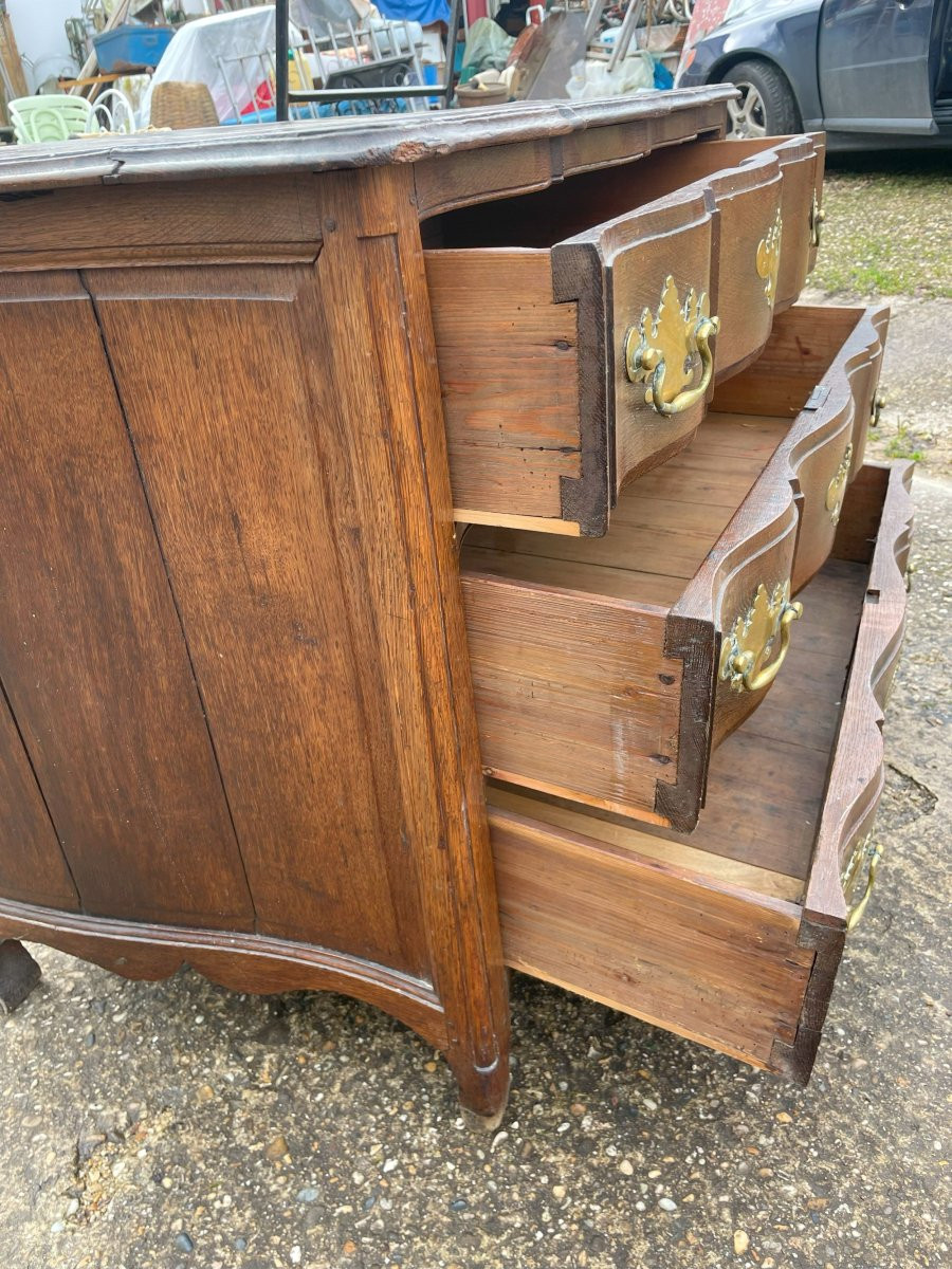 Louis XV Chest Of Drawers In Period Oak And In Fair Condition With Few Restorations -photo-3