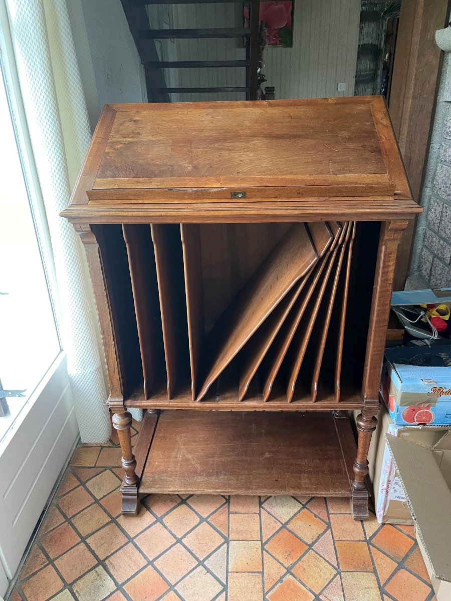 Vieux Classeur Pupitre Ecritoire à dessins d'architecte ou d artiste en noyer 19ème Siècle-photo-2