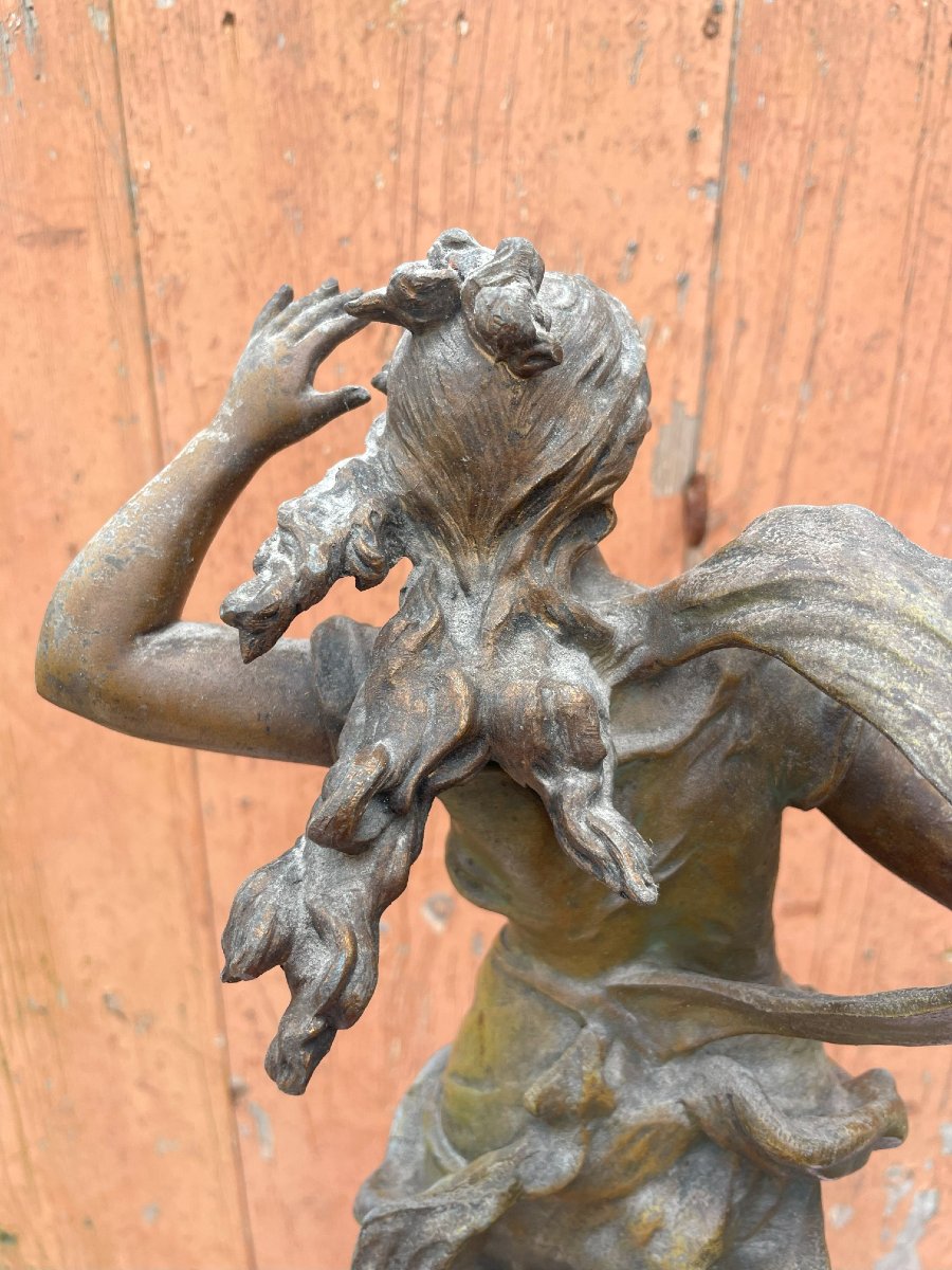 Pendule de cheminé et sa sculpture de femme " Echo de la montagne " L.Moreau-photo-7