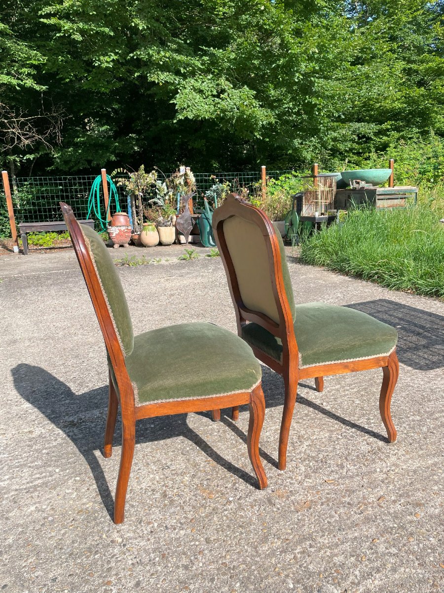 2 Chaises à la Française style Louis XV en bon état . Monture en noyer-photo-7