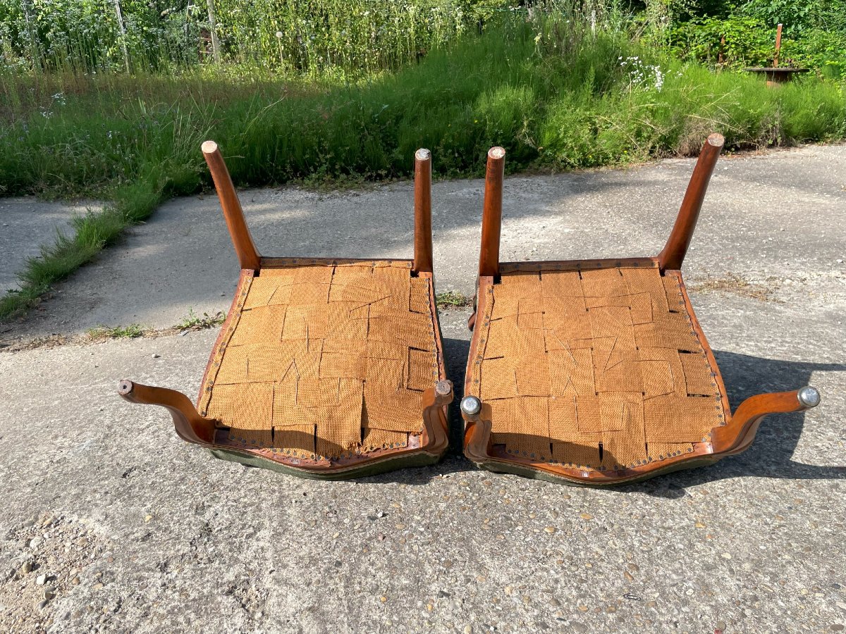 2 Chaises à la Française style Louis XV en bon état . Monture en noyer-photo-8