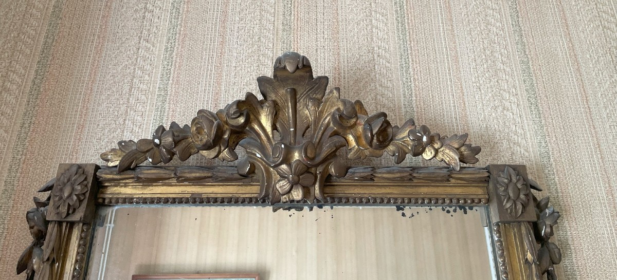 1900 Vertical Gilded Mirror In Good Condition-photo-3