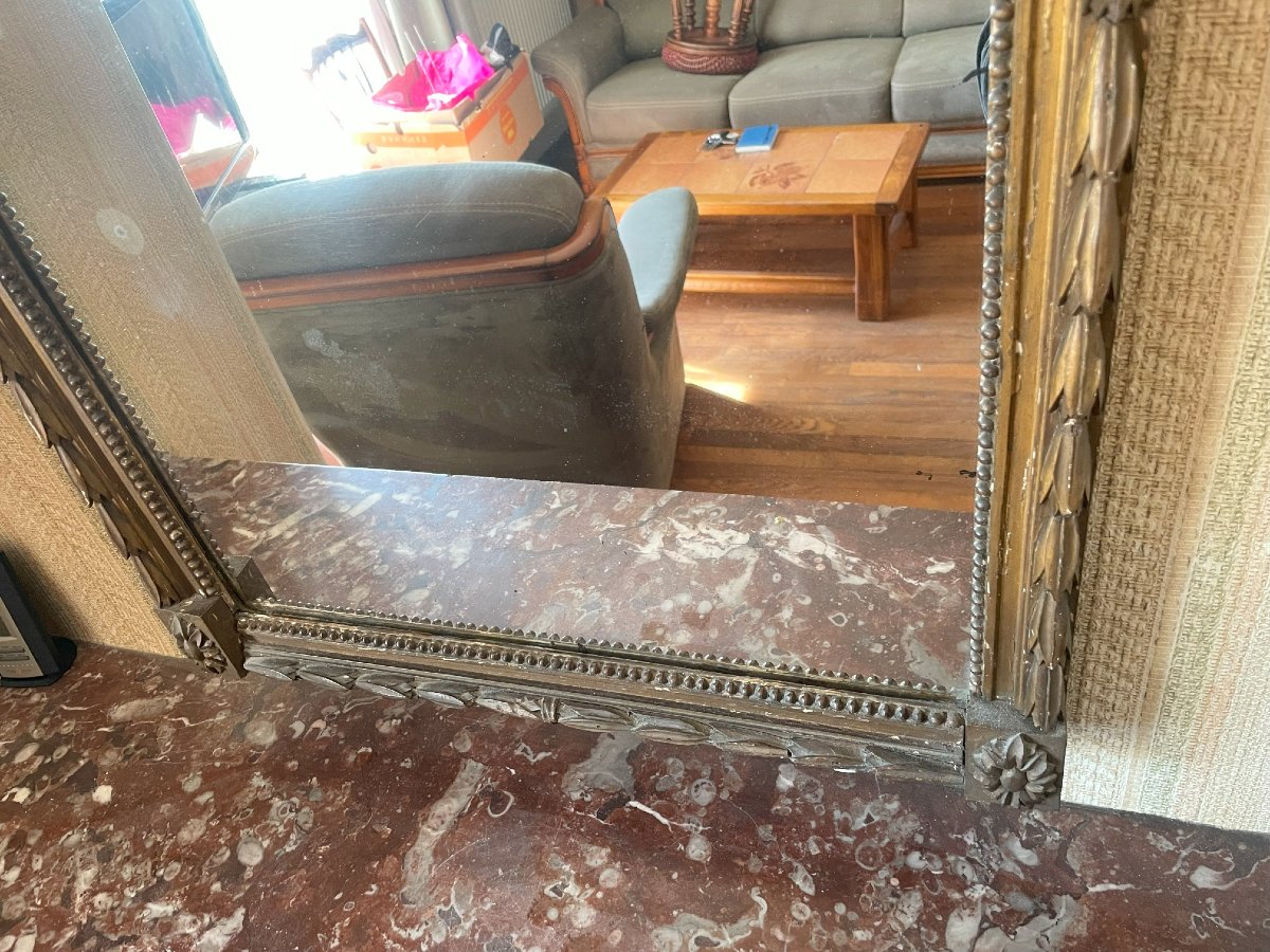 1900 Vertical Gilded Mirror In Good Condition-photo-1