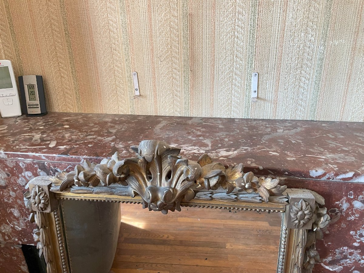 1900 Vertical Gilded Mirror In Good Condition-photo-4