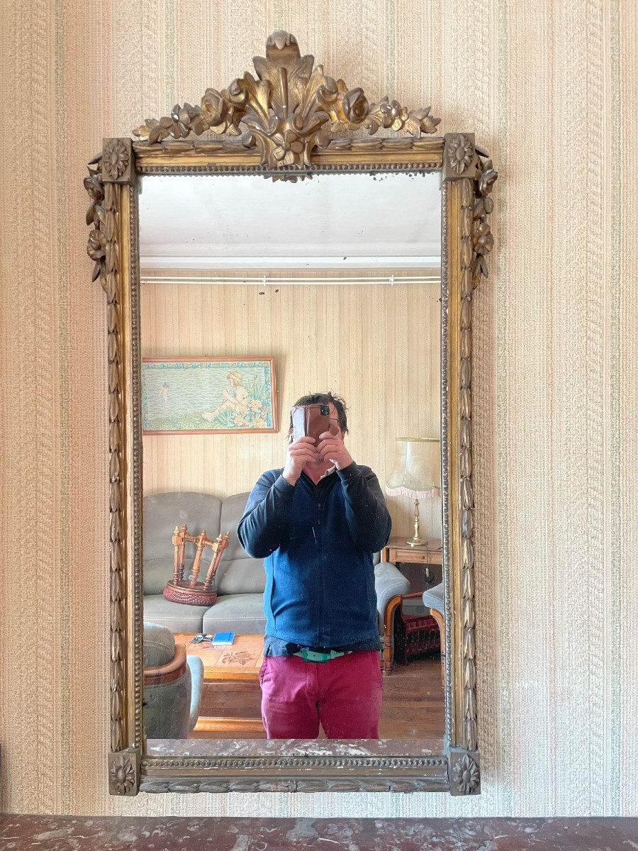 1900 Vertical Gilded Mirror In Good Condition