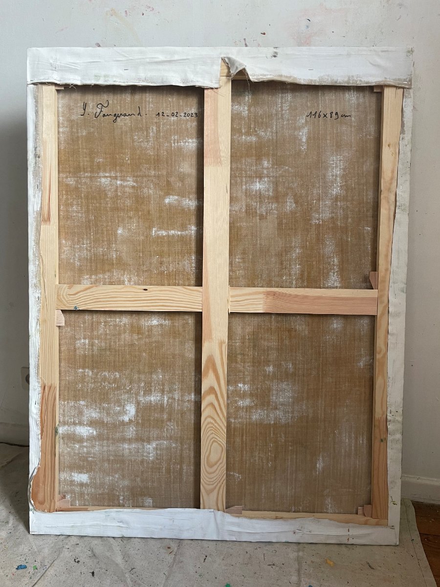 FOUGERAND " Jardin " Huile sur toile 116 x 88 cm -photo-2