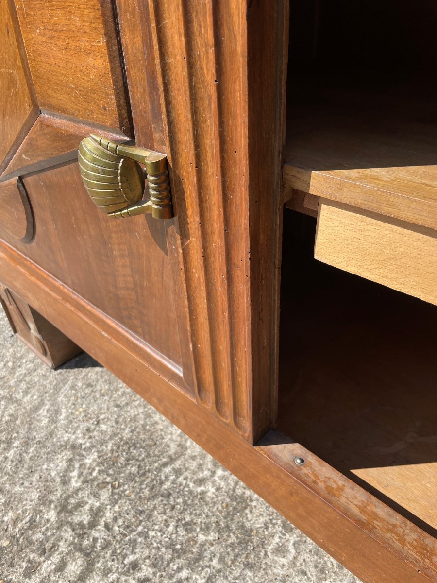 1940s-50s Sideboard In Wood And Bronze-photo-6