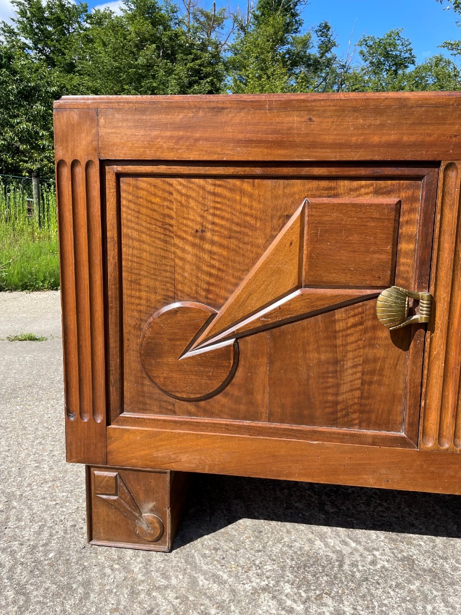 1940s-50s Sideboard In Wood And Bronze-photo-7