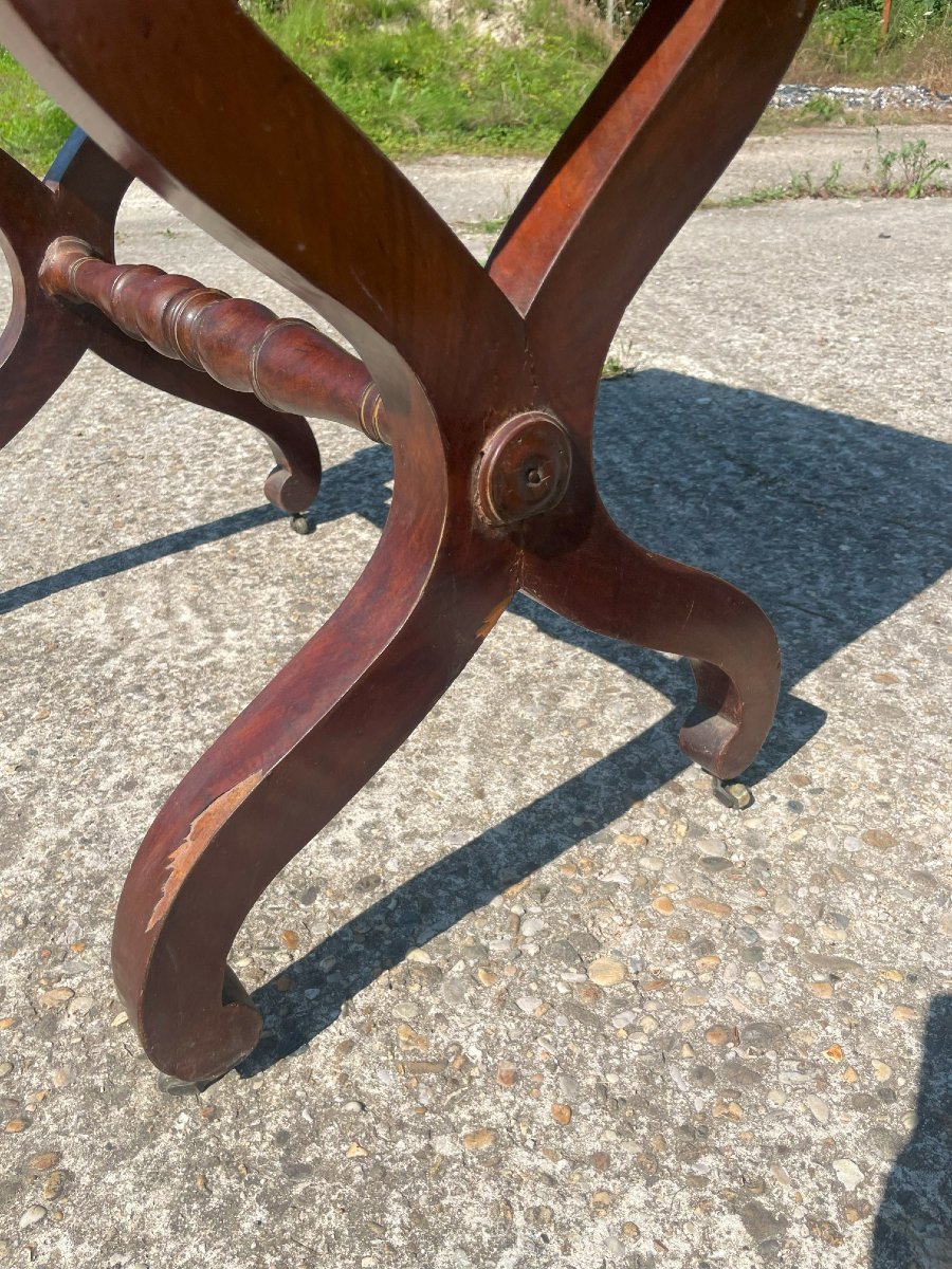 Table à jeux en portefeuille début 19ème siècle en noyer et acajou-photo-1