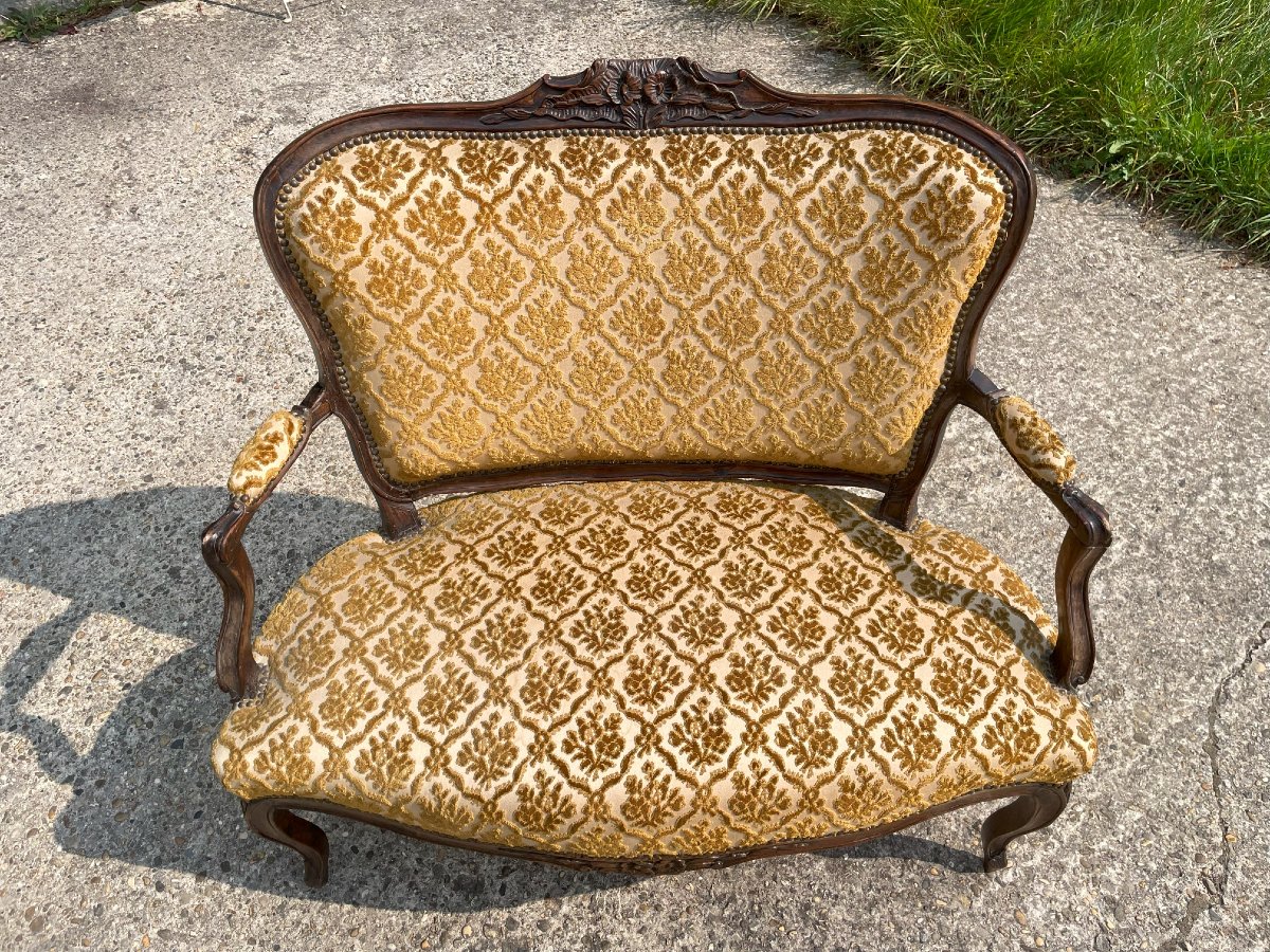 Banquette 2 places Louis XV -photo-2