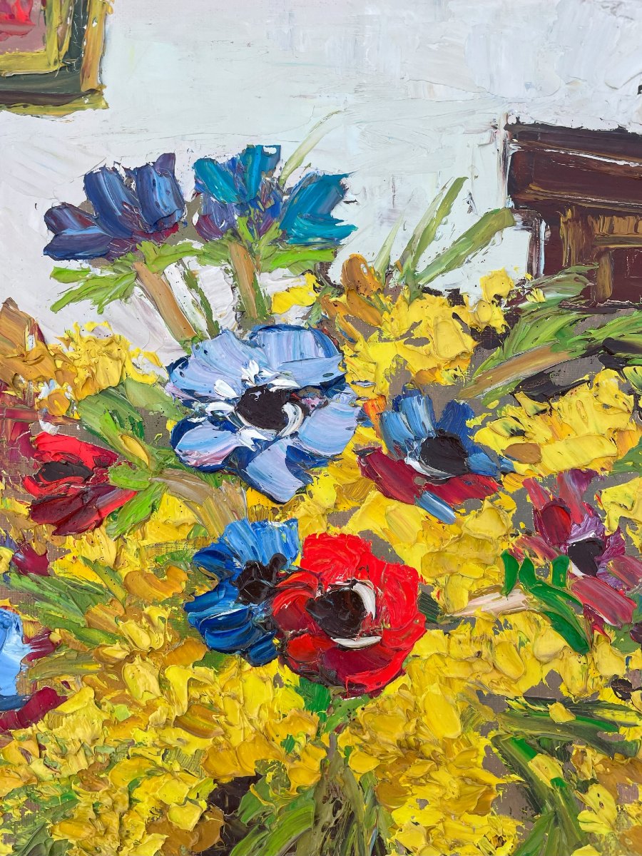 Huile sur toile de André Roubaud 1929-2020 signée " Mimosa " 1952-photo-3