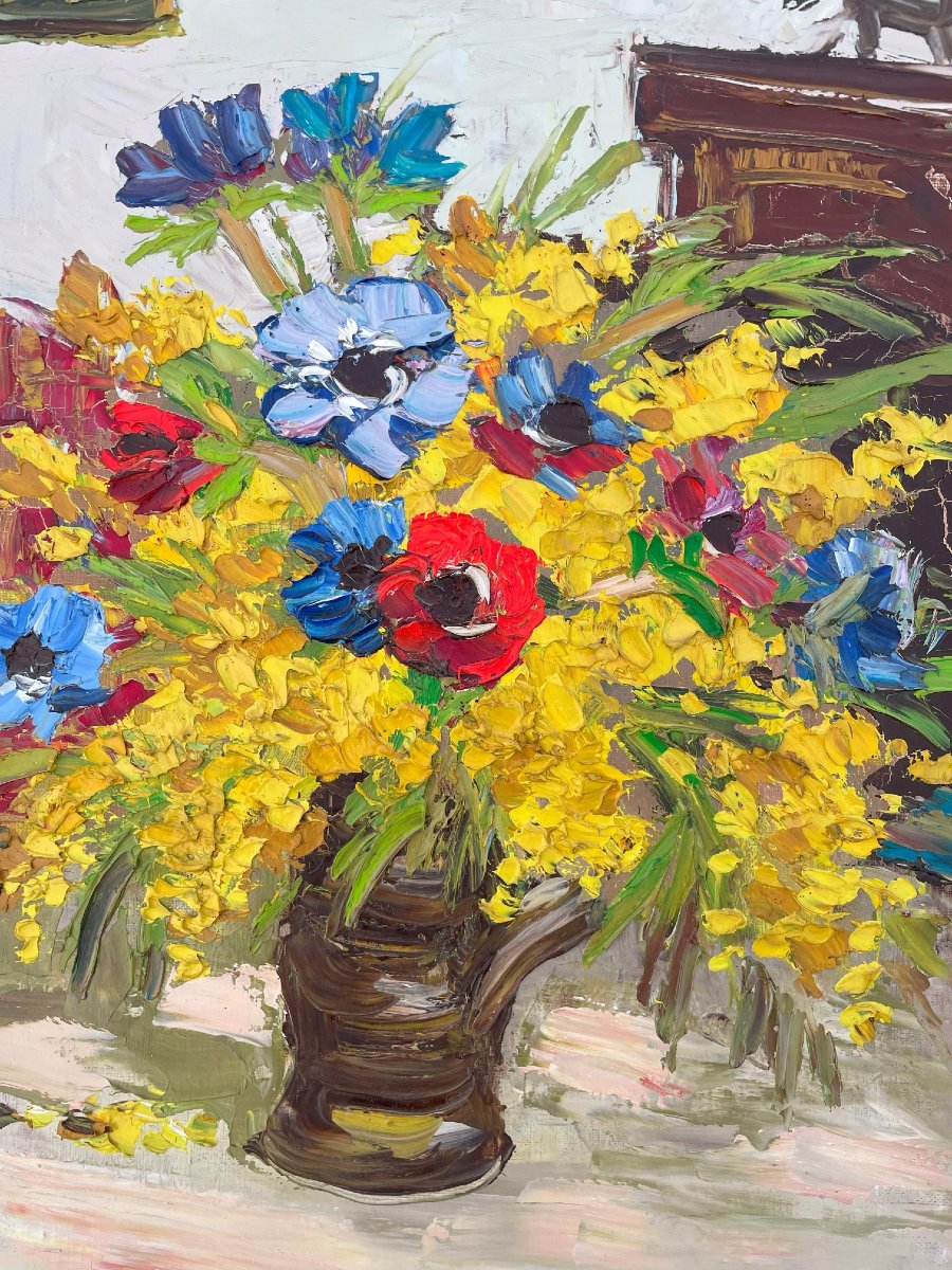 Huile sur toile de André Roubaud 1929-2020 signée " Mimosa " 1952-photo-4