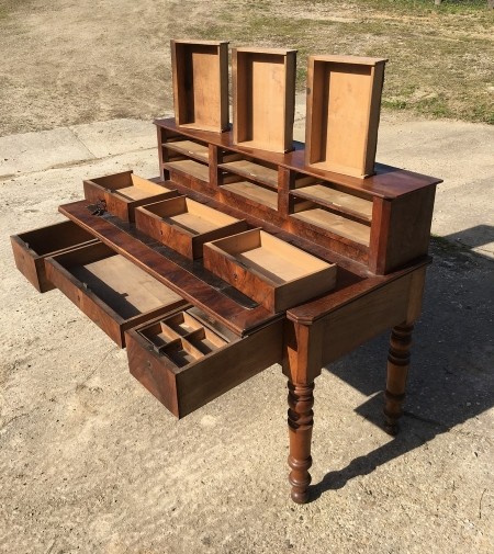 Louis Philippe Desk With Tier In Full Walnut-photo-3