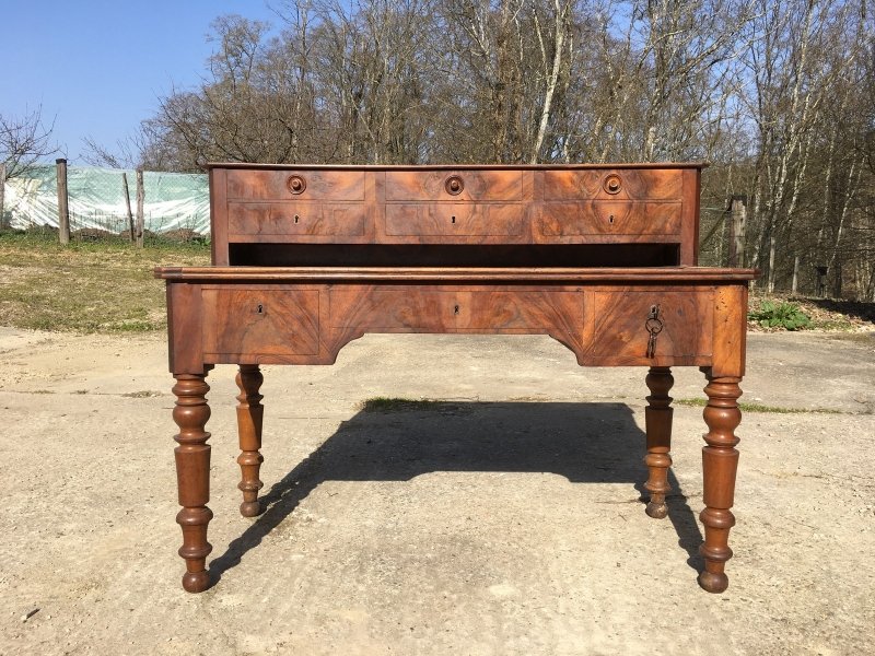 Louis Philippe Desk With Tier In Full Walnut-photo-3