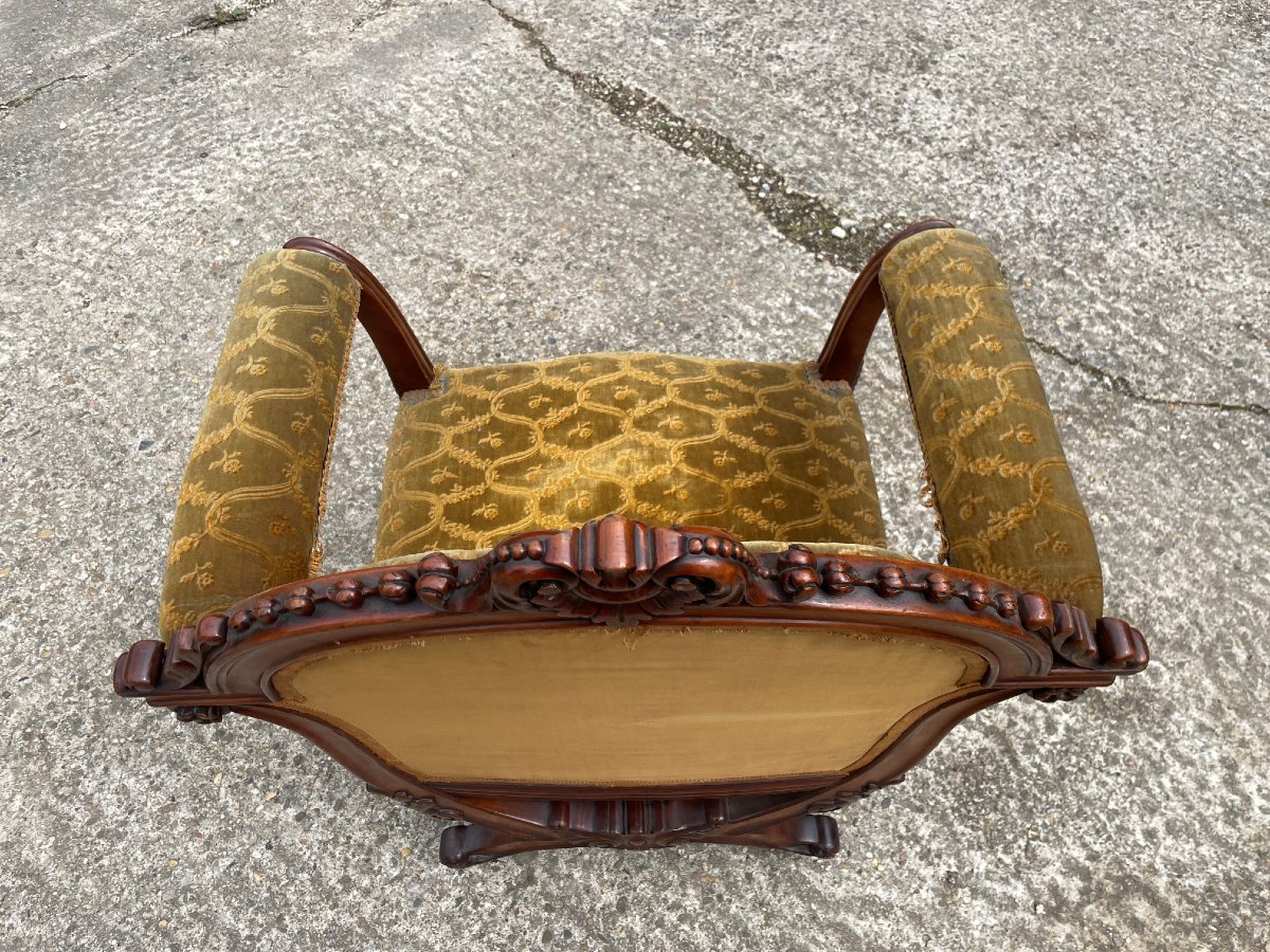Gros Fauteuil de bureau style Dagobert du 19ème siècle -photo-8