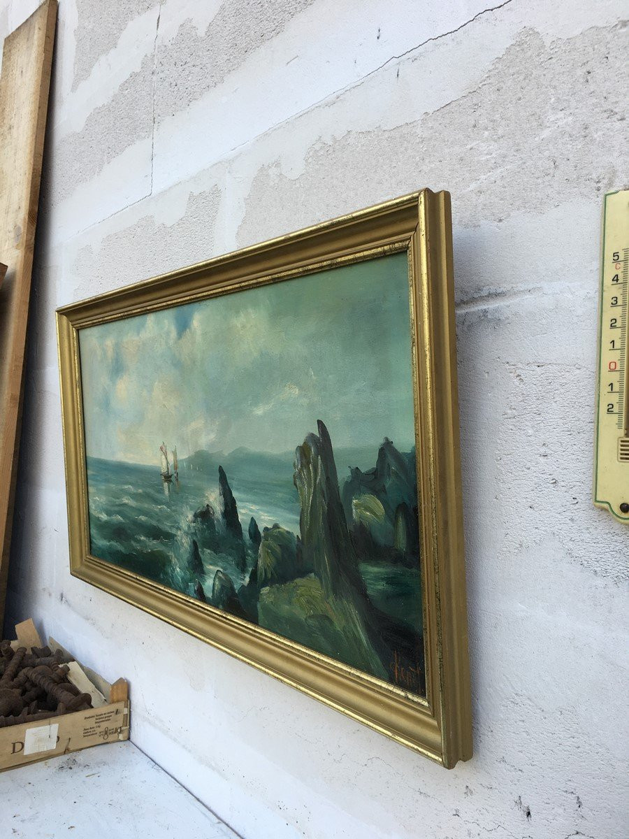 Charles Chenet 1899 - 1978 _ Huile Sur Toile Signée " Les bateaux reviennent"-photo-7