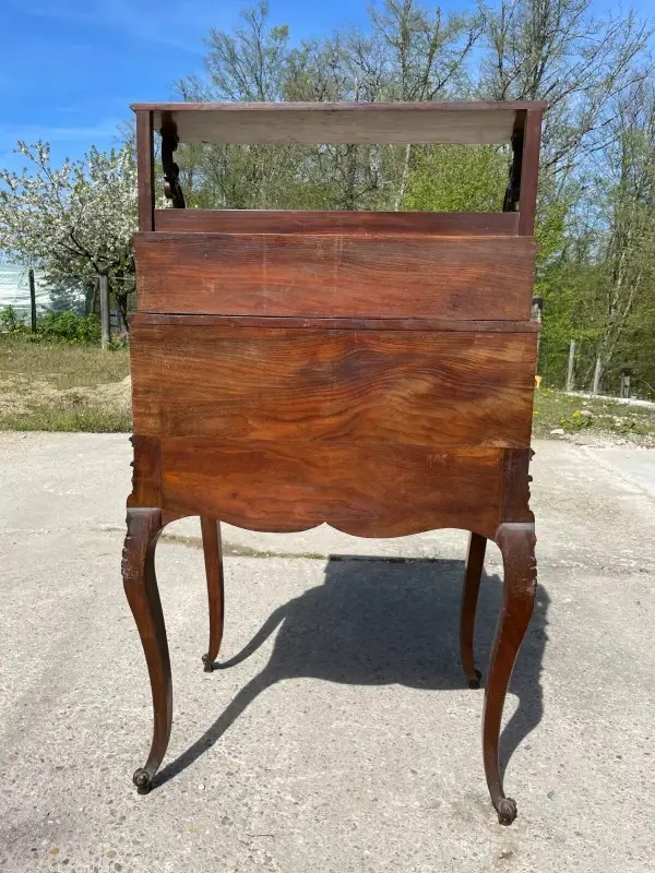 Louis XV Style Desk With Green Leather And Drawers From The 19th Century-photo-4