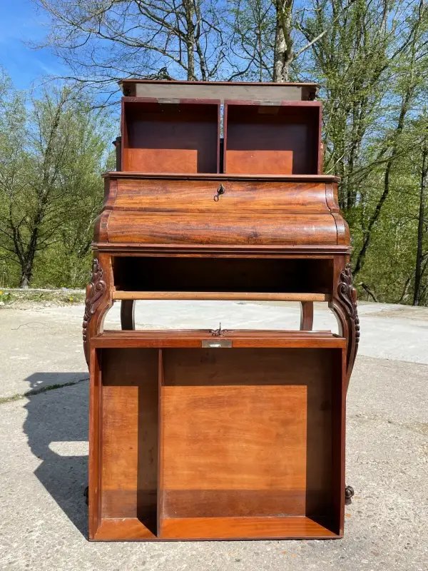 Louis XV Style Desk With Green Leather And Drawers From The 19th Century-photo-3