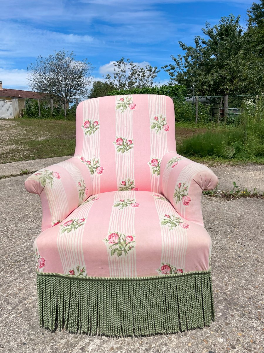Napoleon III Pink Armchair In Very Good Condition, Very Well Made And Very Comfortable-photo-2