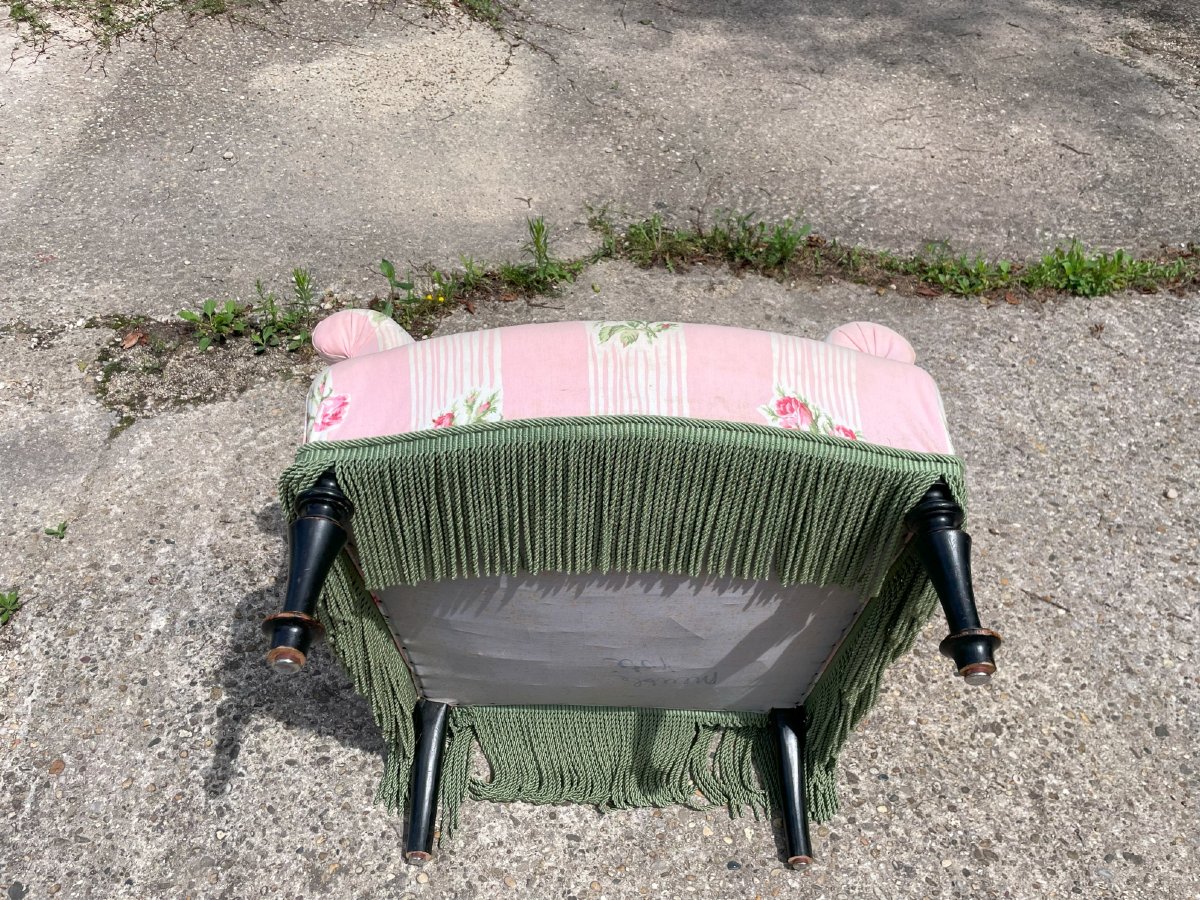 Napoleon III Pink Armchair In Very Good Condition, Very Well Made And Very Comfortable-photo-4